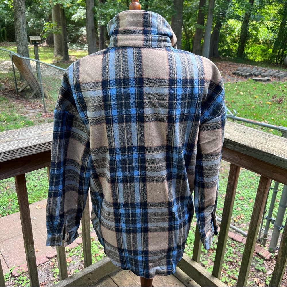 Brown plaid color block button up shirt - Picture 9 of 13